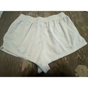 Aerie Offline Summer Lights Happy Face Terry Shorts Women Size Large White